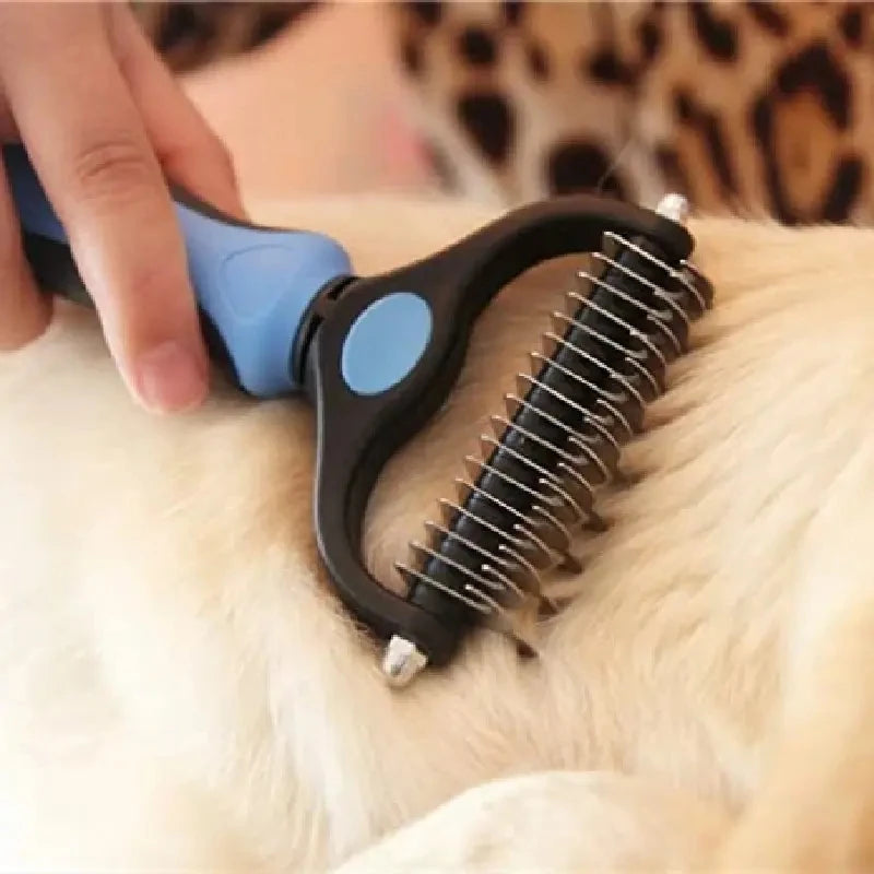Brosse anti-poils double face pour chiens et chats
