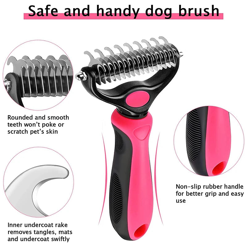 Brosse anti-poils double face pour chiens et chats