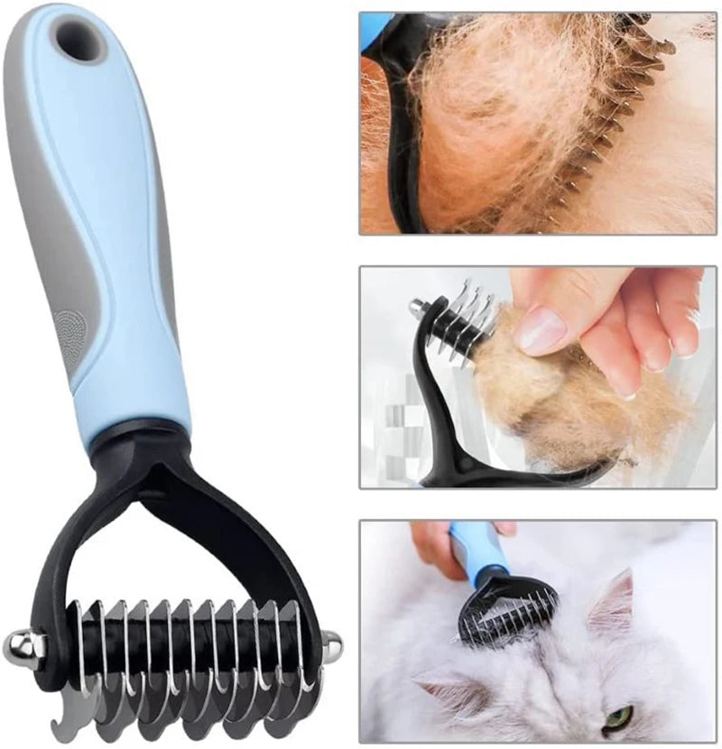 Brosse anti-poils double face pour chiens et chats