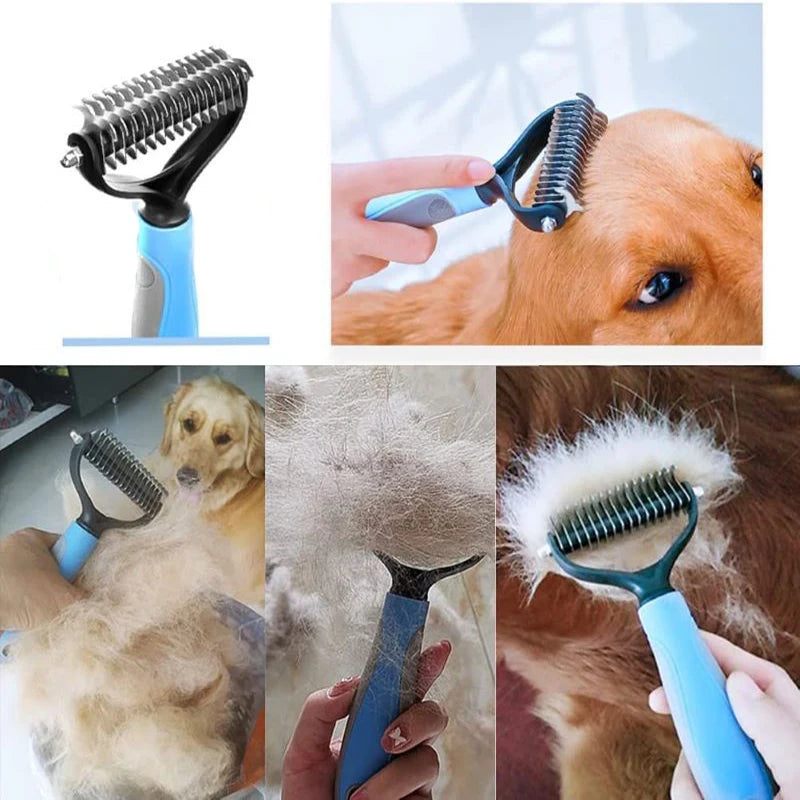 Brosse anti-poils double face pour chiens et chats
