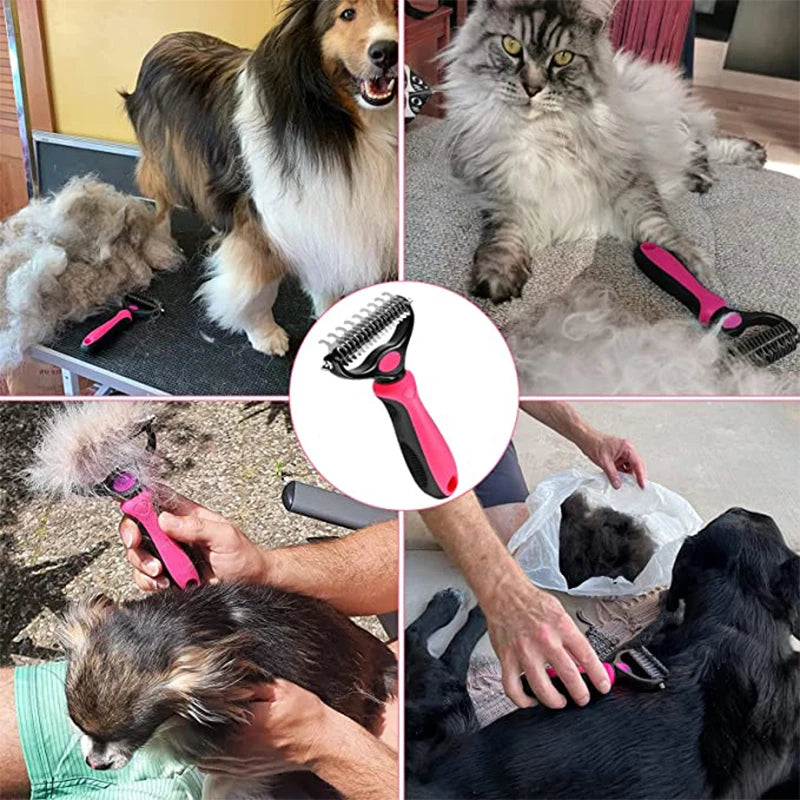 Brosse anti-poils double face pour chiens et chats