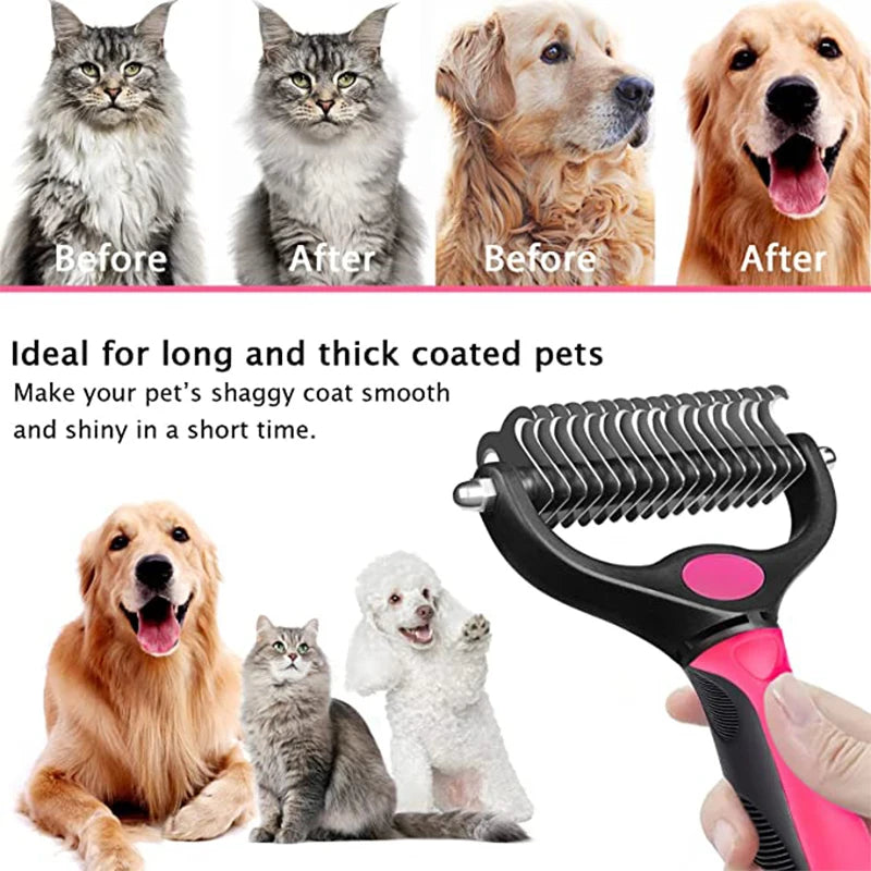 Brosse anti-poils double face pour chiens et chats