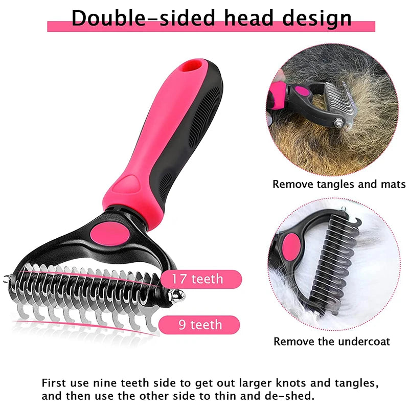 Brosse anti-poils double face pour chiens et chats
