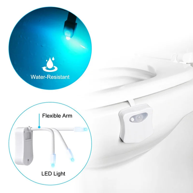 Lumière LED intelligente à 8/16 couleurs pour couvercle de toilette, veilleuse avec détecteur de mouvement