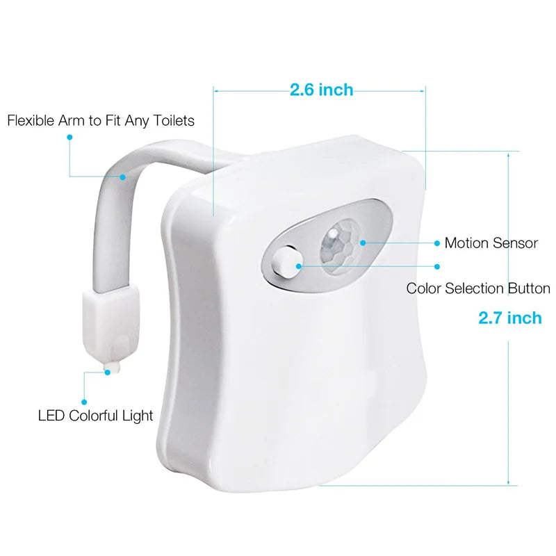 Lumière LED intelligente à 8/16 couleurs pour couvercle de toilette, veilleuse avec détecteur de mouvement