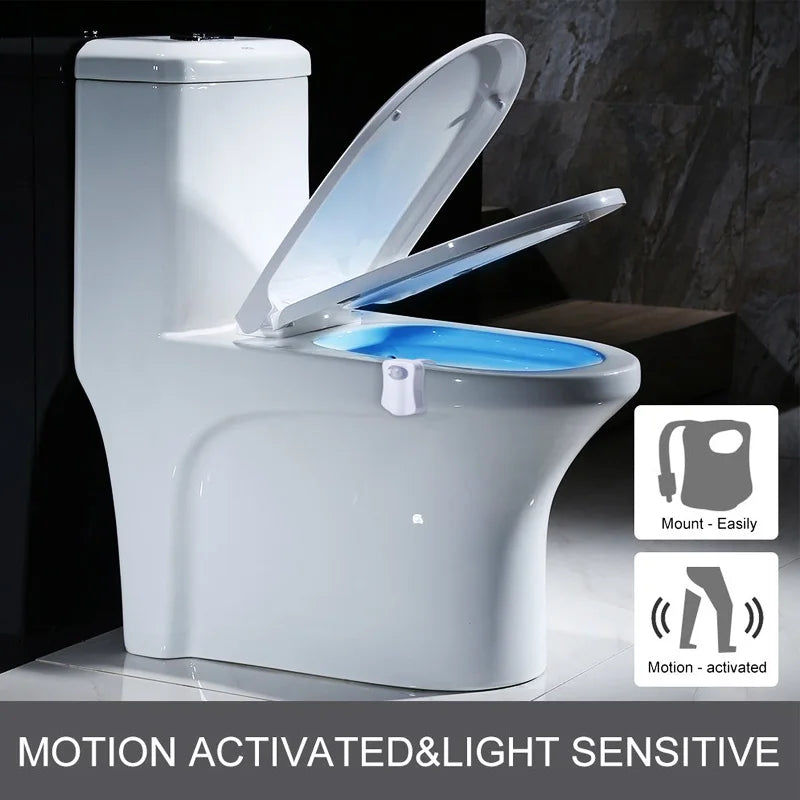 Lumière LED intelligente à 8/16 couleurs pour couvercle de toilette, veilleuse avec détecteur de mouvement
