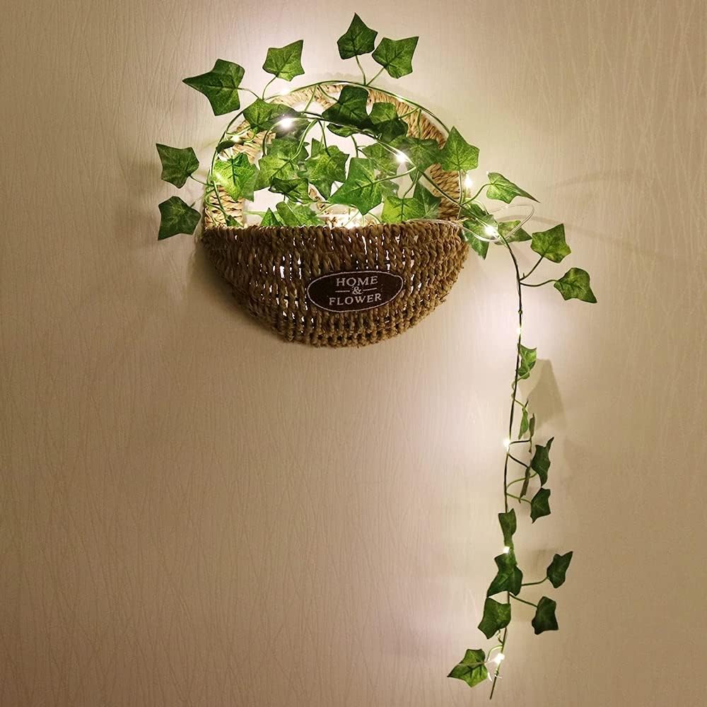 Guirlande lumineuse de feuilles vertes de lierre artificielle - 10M