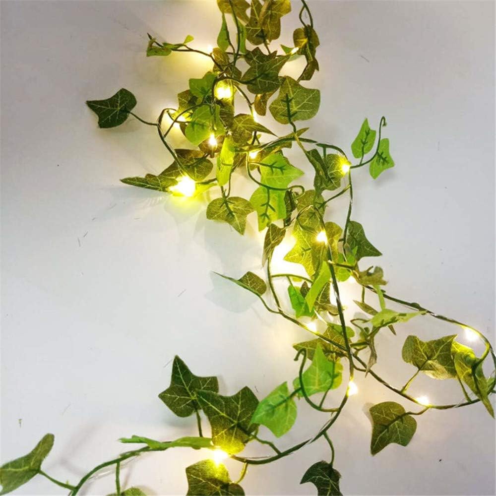 Guirlande lumineuse de feuilles vertes de lierre artificielle - 10M