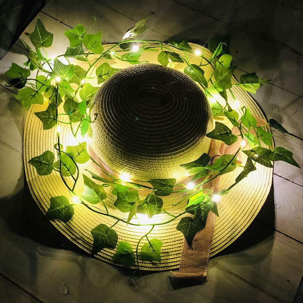 Guirlande lumineuse de feuilles vertes de lierre artificielle - 10M