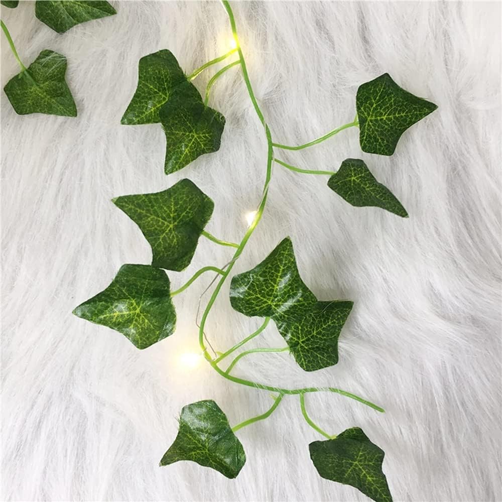 Guirlande lumineuse de feuilles vertes de lierre artificielle - 10M