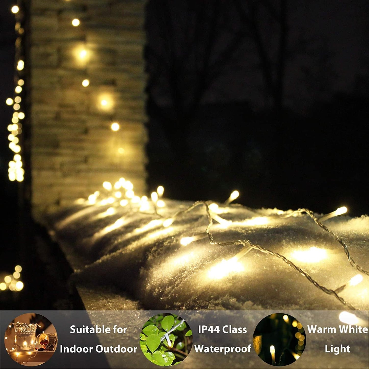 GuirlanGuirlande Lumineuse LED jaune Intérieure et Extérieure Alimentée avec Prise