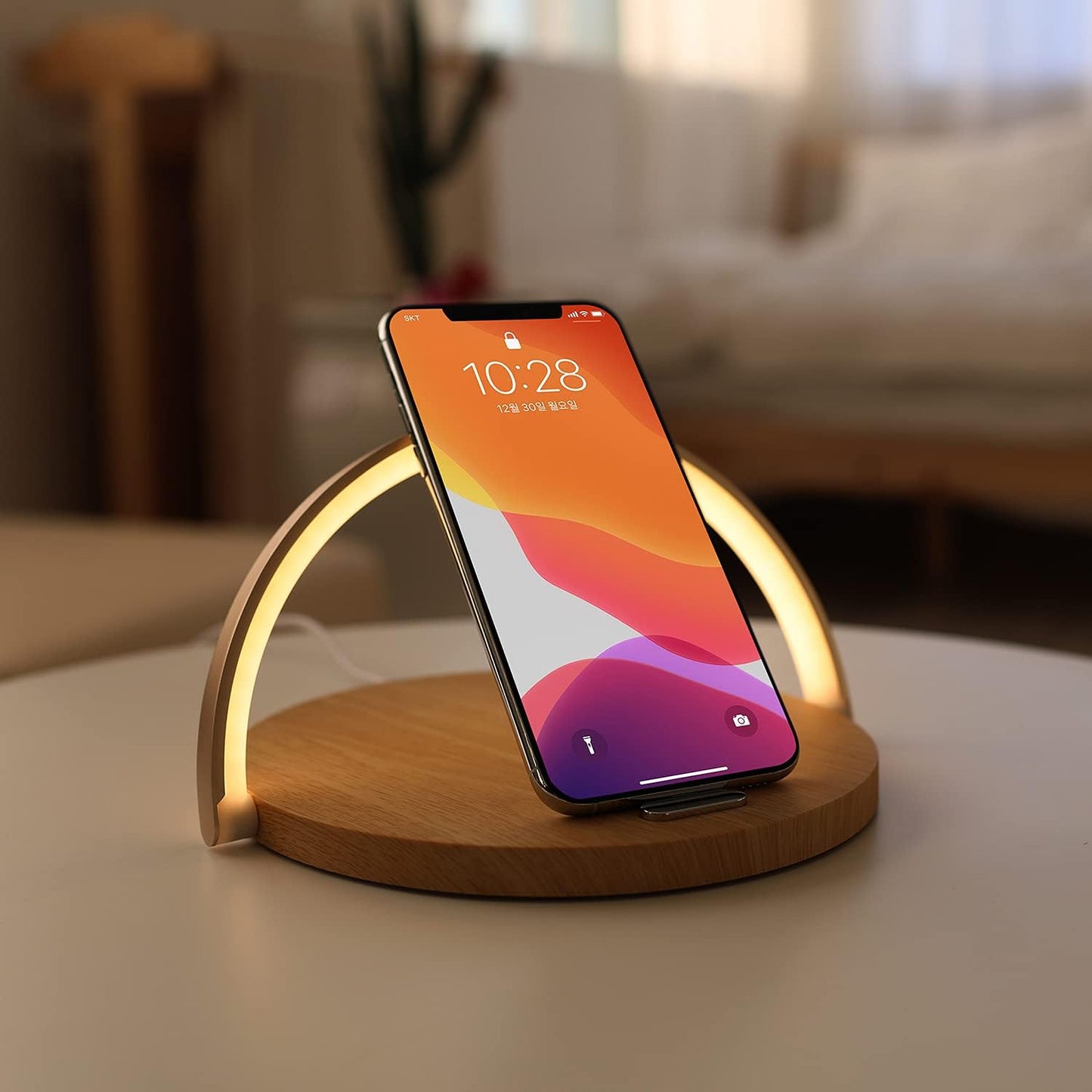 Mooas Veilleuse de charge sans fil simple moderne (bois)