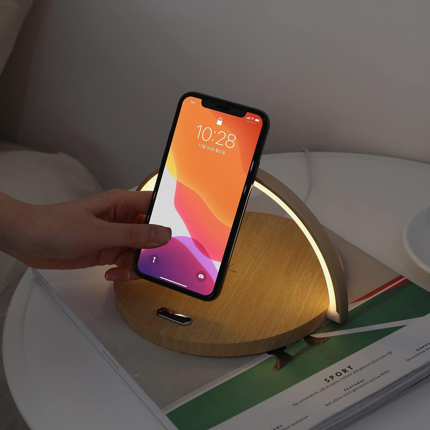 Mooas Veilleuse de charge sans fil simple moderne (bois)