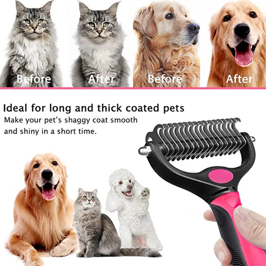 Brosse anti-poils double face pour chiens et chats