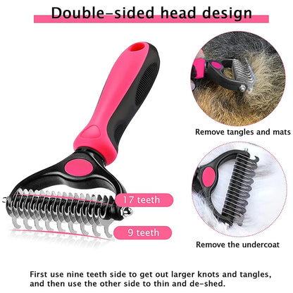 Brosse anti-poils double face pour chiens et chats