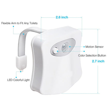 Lumière LED intelligente à 8/16 couleurs pour couvercle de toilette, veilleuse avec détecteur de mouvement