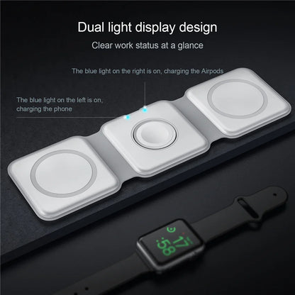Chargeur sans fil magnétique 3 en 1 15 W pour iPhone 14, 13 et 12