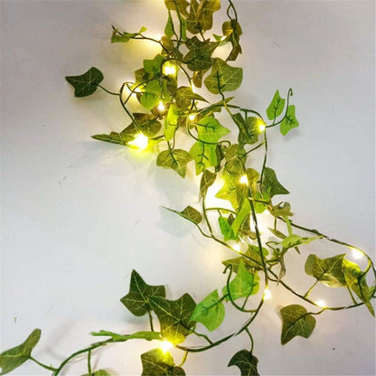 Guirlande lumineuse de feuilles vertes de lierre artificielle - 10M