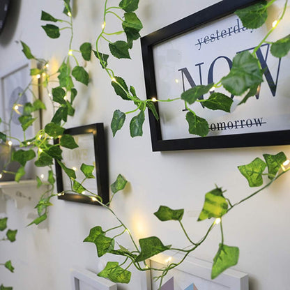 Guirlande lumineuse de feuilles vertes de lierre artificielle - 10M