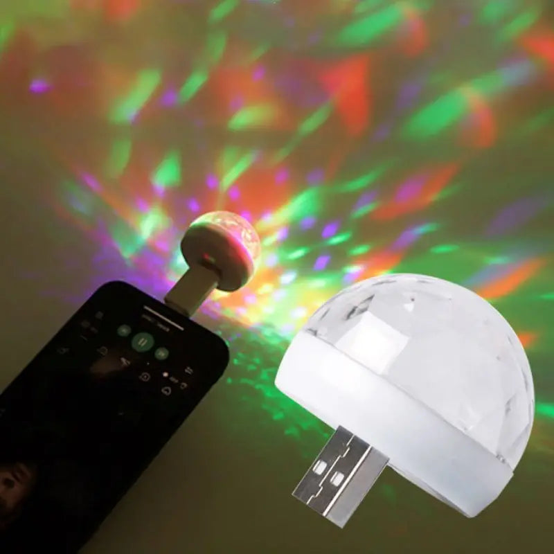 Mini lampes disco USB avec 3 adaptateurs pour fêtes 