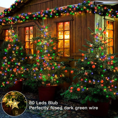 Guirlande lumineuse étoile à 3 piles, 2 m, LED, RGB