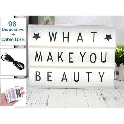 Boîte à Lumière LED  - Avec 96 Lettres Et Symboles