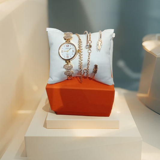 🎁 Coffret Cadeau Femme – Montre Élégante & Bracelet Chic de Luxe