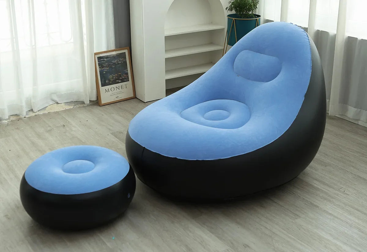 Pouffe gonflable avec repose-pieds 6-38-1