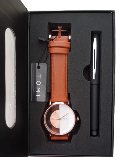 🎁 Coffret Cadeau Homme – Montre Élégante + Stylo Tommy de Qualité
