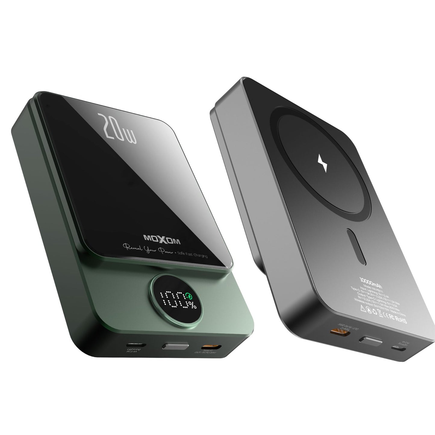 Power bank de 10,000mAh Sans fil magnétique 15W + Type-C PD 20W + USB-A