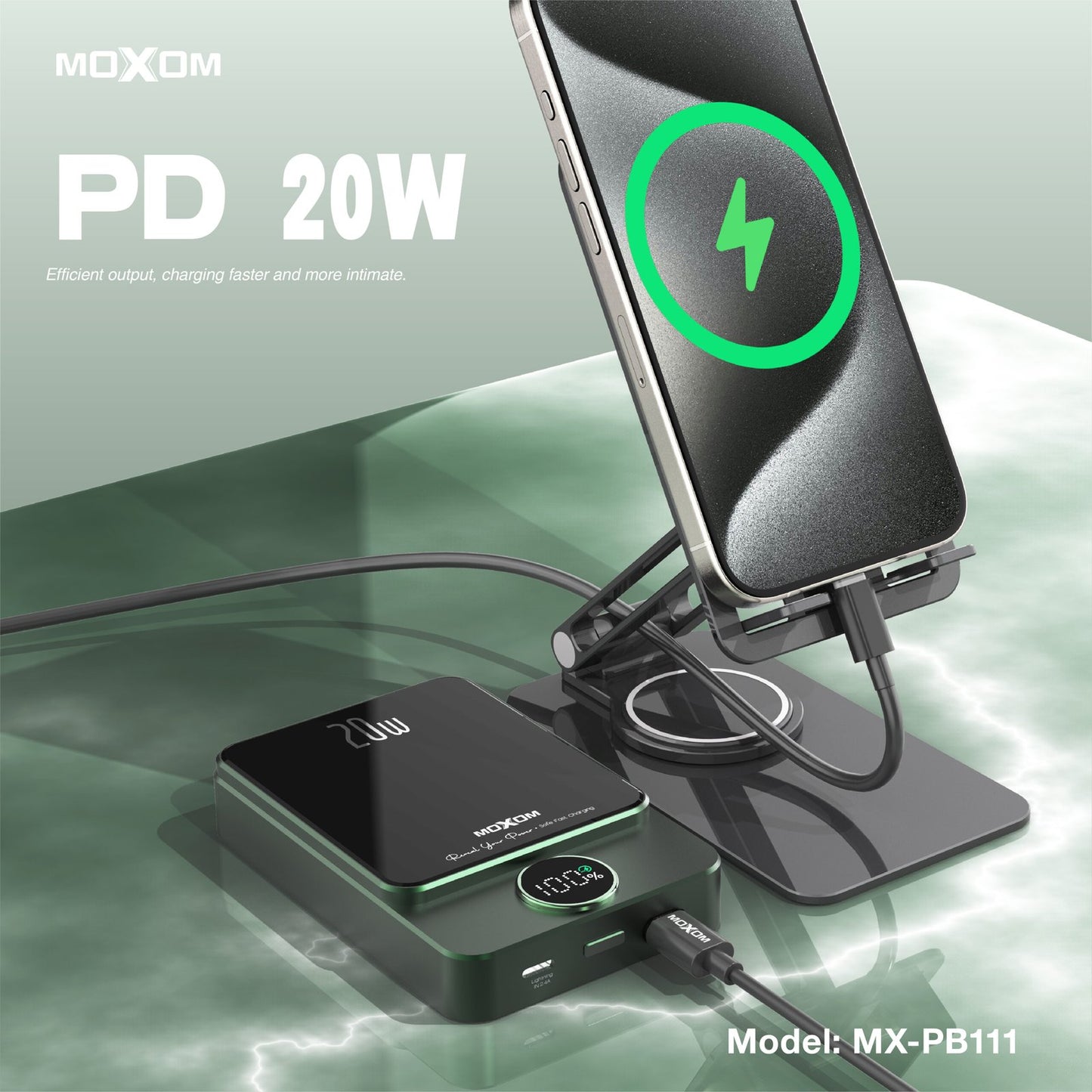 Power bank de 10,000mAh Sans fil magnétique 15W + Type-C PD 20W + USB-A